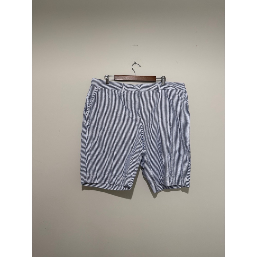 LL Bean Men Blue White Seersucker Shorts Favorite Fit Straight Cotton 20 Reg